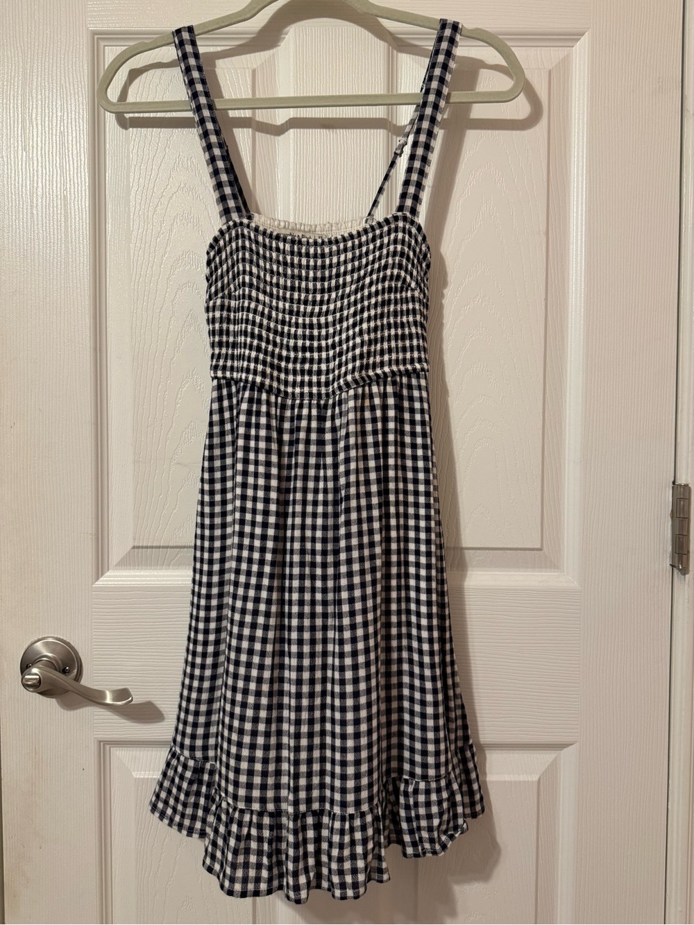 Abercrombie & Fitch Navy White Gingham Smocked Dress XS